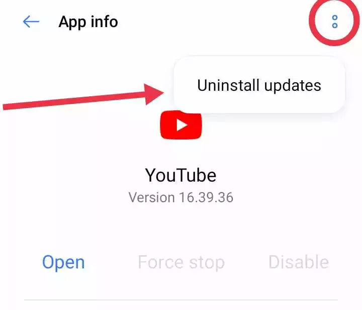 uninstalling youtube updates